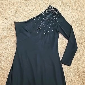 Long one shoulder black dress by Tadashi